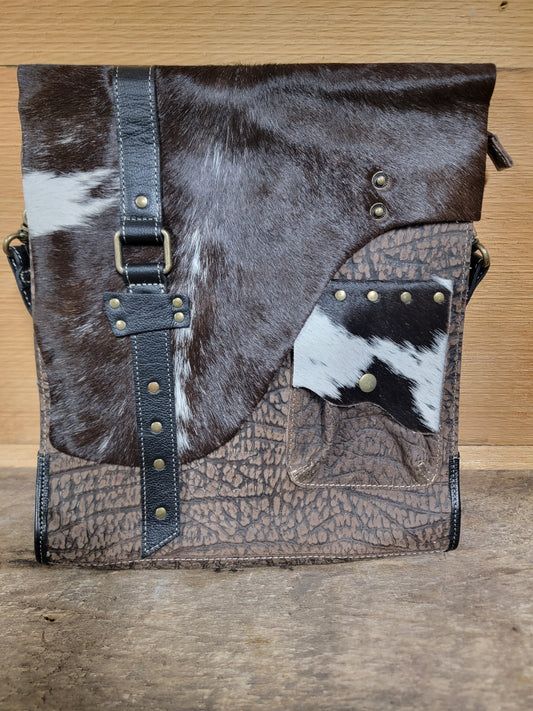 Easy Fork Ranch Leather & Hairon Bag