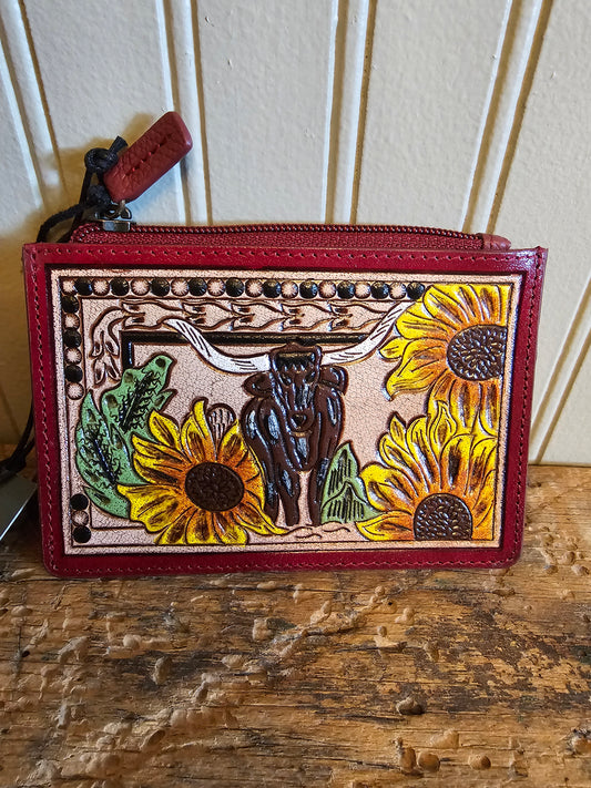 Where Longhorns Graze Hand-Tooled Card Holder