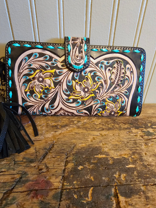 Santa Fe Hand-Tooled Wristlet Wallet