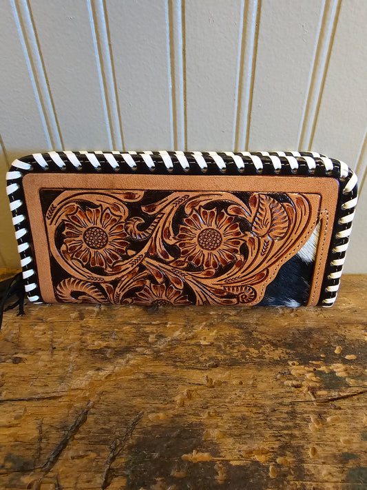 Pecos Plains Stiched Hand-Tooled Wallet