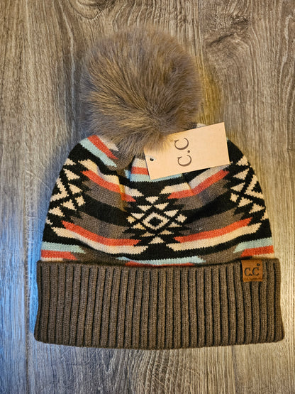 CC Aztec Pom Beanie